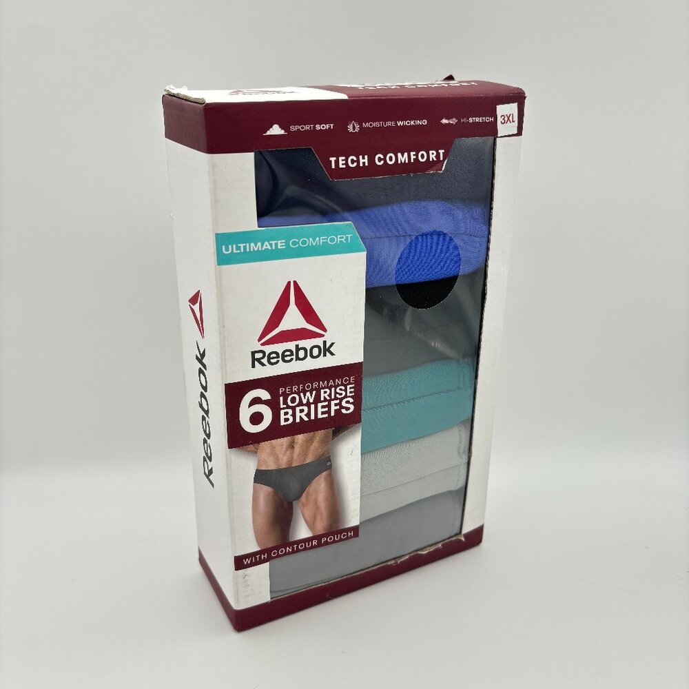 Reebok Men’s 6ct Ultimate Tech Comfort Performance Low Rise Briefs Underwear 3XL